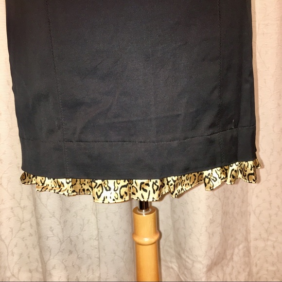 Guess 90s sexy stretch satin black & leopard dress - Picture 6 of 8